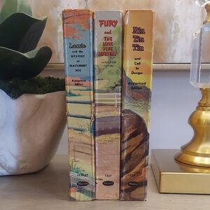 Vintage 1950s Whitman Hardcover Book Set 3-Pack "Lassie" "Rin Tin Tin" "Fury"